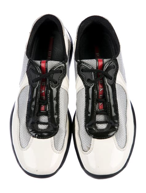 prada sport leather low top sneakers|prada knit sneakers women's.